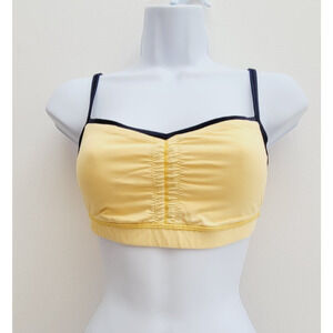 LULULEMON PIROUETTE RA BURNING YELLOW SUMMER BEACH WORK OUT SPORT BRA Sz S